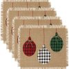 Elrene Farmhouse Living Holiday Rustic Ornaments Burlap Placemat, Set Of 4