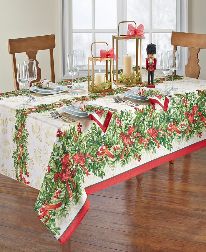Holly Traditions Holiday Tablecloth - 60 X 120 Elrene Holly Traditions Holiday Tablecloth - 60 X 120 -VilleroyBoch shop