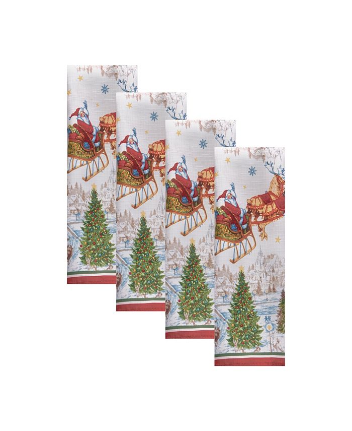Santa's Snowy Sleighride Napkins, Set Of 4 Elrene Santa's Snowy Sleighride Napkins, Set Of 4 -VilleroyBoch shop