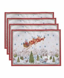 Elrene Santa's Snowy Sleighride Placemat, Set Of 4