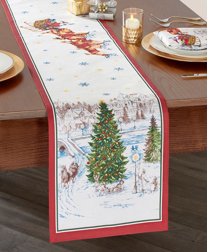 Santa's Snowy Sleighride Table Runner Elrene Santa's Snowy Sleighride Table Runner -VilleroyBoch shop
