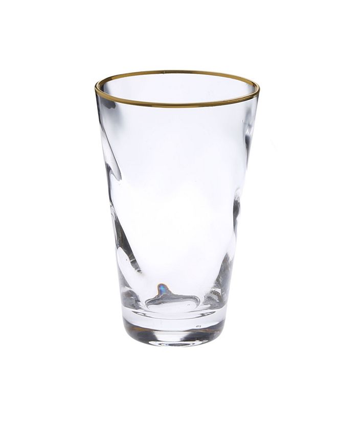 Set Of 6 Wavy Glass Water Tumblers With Gold-Tone Rim Classic Touch Set Of 6 Wavy Glass Water Tumblers With Gold-Tone Rim -VilleroyBoch shop