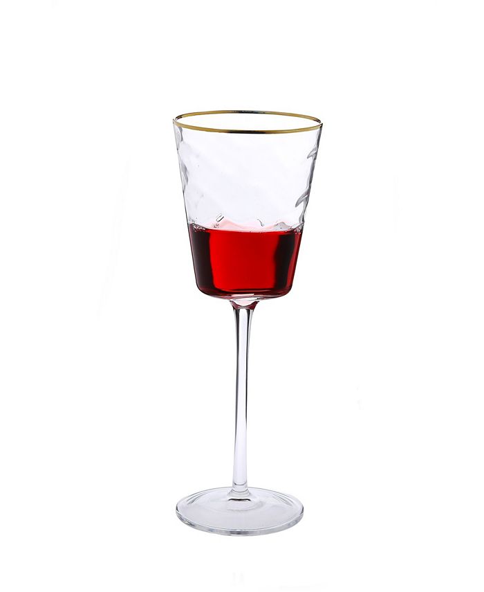 Classic Touch Set Of 6 Pebble Glass Wine Glasses With Gold Tone Rim 3 Classic Touch Set Of 6 Pebble Glass Wine Glasses With Gold Tone Rim