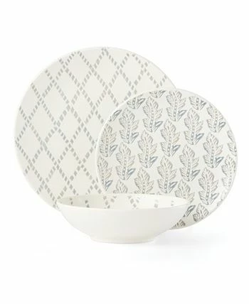 Lenox Textured Neutrals Lattice/Leaf 12-PC Dinnerware Set, Service For 4 - Image 2