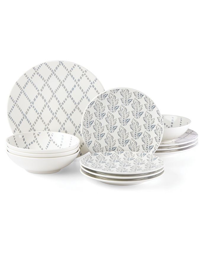 Lenox Textured Neutrals Lattice/Leaf 12-PC Dinnerware Set, Service For 4 3 Lenox Textured Neutrals Lattice/Leaf 12-PC Dinnerware Set, Service For 4