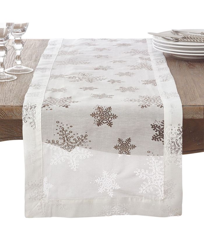 Saro Lifestyle Table Runner With Burnout Snowflake Design 3 Saro Lifestyle Table Runner With Burnout Snowflake Design