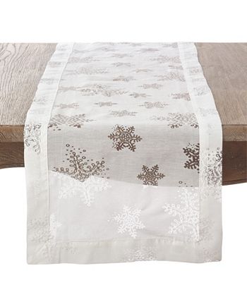 Saro Lifestyle Table Runner With Burnout Snowflake Design 4 Saro Lifestyle Table Runner With Burnout Snowflake Design - Image 2