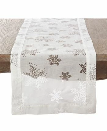 Saro Lifestyle Table Runner With Burnout Snowflake Design - Image 2