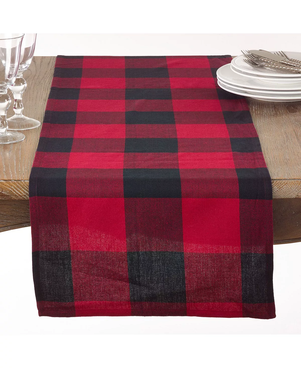 Cotton Table Runner With Buffalo Plaid Pattern, 16 X 72 Saro Lifestyle Cotton Table Runner With Buffalo Plaid Pattern, 16 X 72 -VilleroyBoch shop