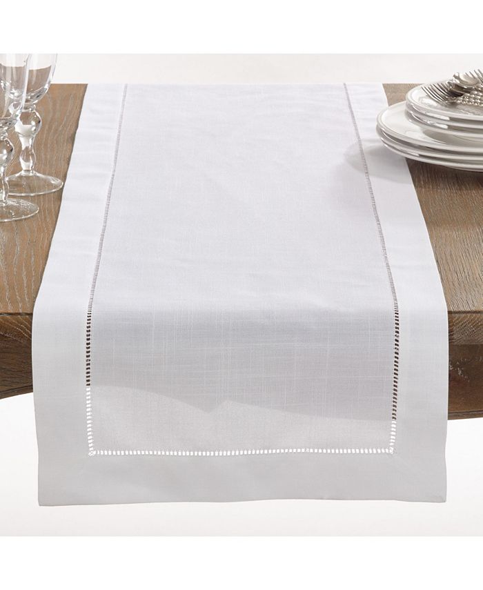 Saro Lifestyle Classic Hemstitch Border Table Runner, 16 X 90 4 Saro Lifestyle Classic Hemstitch Border Table Runner, 16 X 90 - Image 2