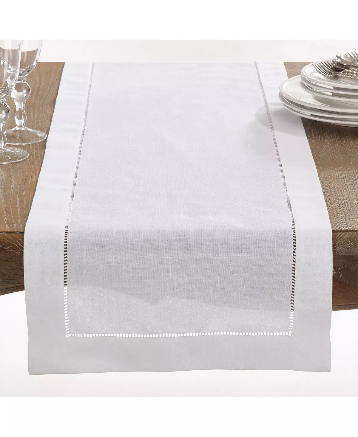 Saro Lifestyle Classic Hemstitch Border Table Runner, 16 X 90 5 Saro Lifestyle Classic Hemstitch Border Table Runner, 16 X 90 - Image 3