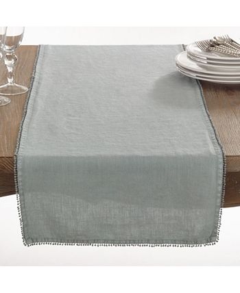 Pom Pom Design Linen Dining Room Table Runner Saro Lifestyle Pom Pom Design Linen Dining Room Table Runner -VilleroyBoch shop