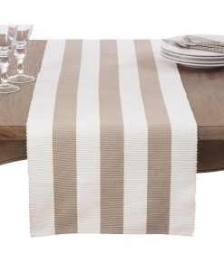 Saro Lifestyle Classic Stripe Design Ribbed Cotton Table Runner