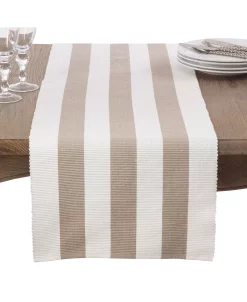 Saro Lifestyle Classic Stripe Design Ribbed Cotton Table Runner