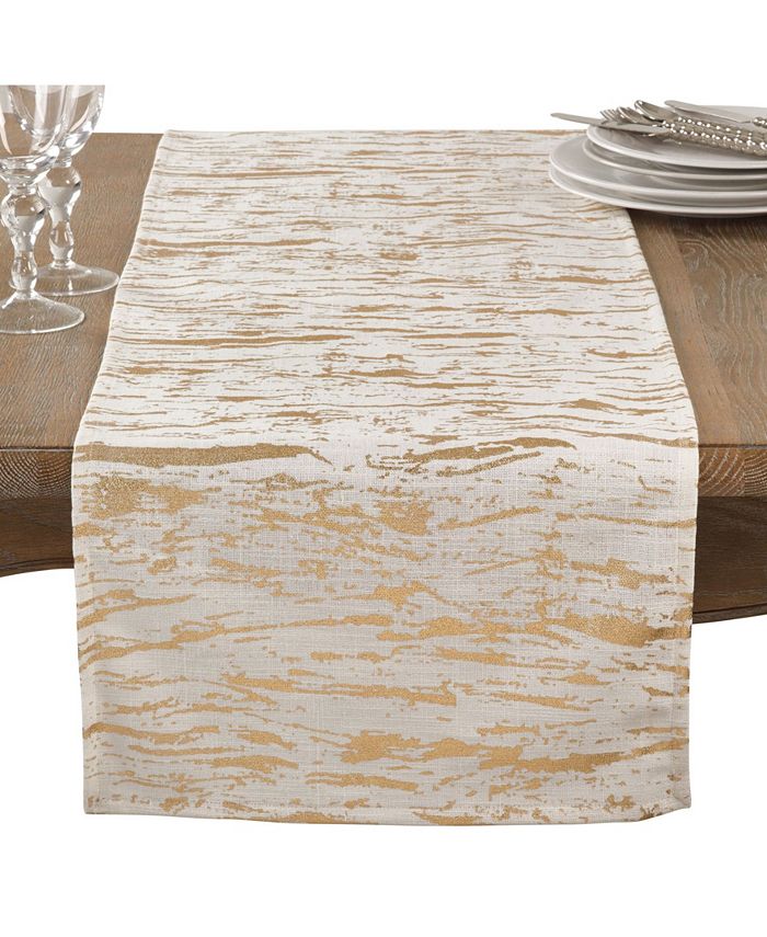 Saro Lifestyle Distressed Foil Metallic Design Glam Cotton Table Runner 3 Saro Lifestyle Distressed Foil Metallic Design Glam Cotton Table Runner