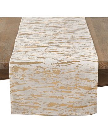 Saro Lifestyle Distressed Foil Metallic Design Glam Cotton Table Runner 4 Saro Lifestyle Distressed Foil Metallic Design Glam Cotton Table Runner - Image 2