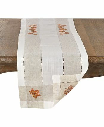 Saro Lifestyle Autumn Design Poly And Linen Blend Runner - Image 2