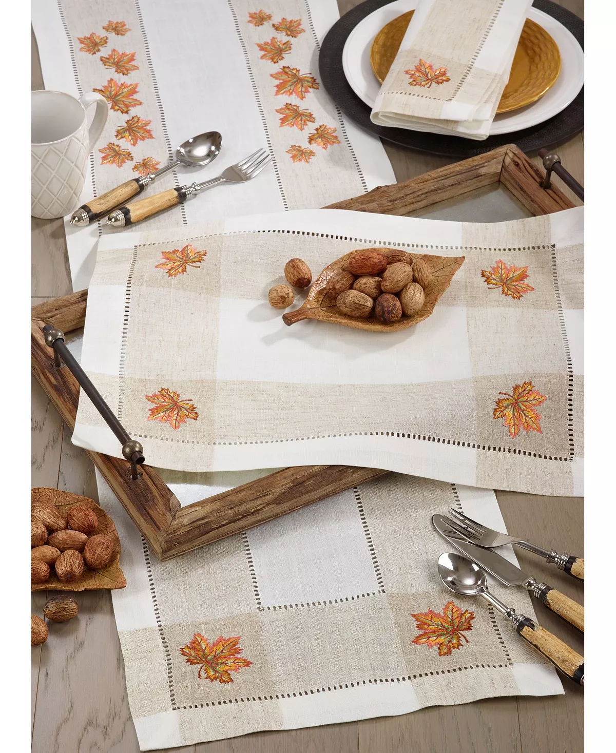 Saro Lifestyle Autumn Design Poly And Linen Blend Runner - Image 3