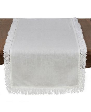 Saro Lifestyle Newashed Linen Table Runner With Fringed Design 9 Saro Lifestyle Newashed Linen Table Runner With Fringed Design - Image 7