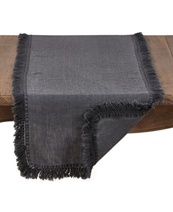 Saro Lifestyle Newashed Linen Table Runner With Fringed Design 7 Saro Lifestyle Newashed Linen Table Runner With Fringed Design - Image 5