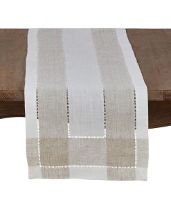 Saro Lifestyle Timeless Linen Blend Table Runner With Hemstitch Accents