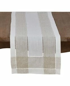 Saro Lifestyle Timeless Linen Blend Table Runner With Hemstitch Accents