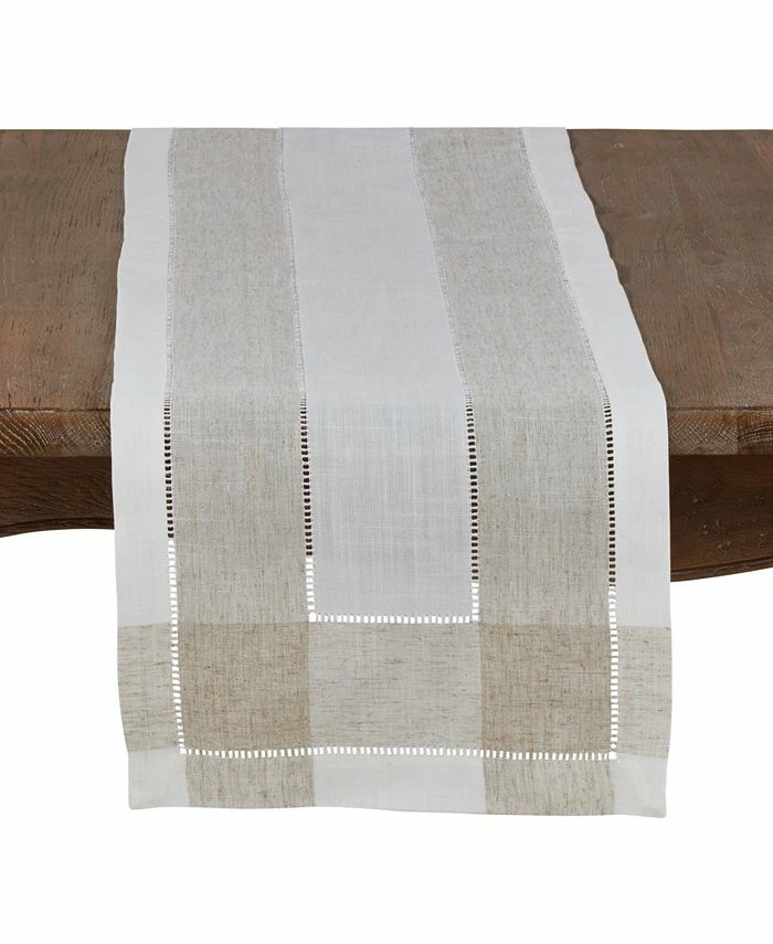 Saro Lifestyle Timeless Linen Blend Table Runner With Hemstitch Accents