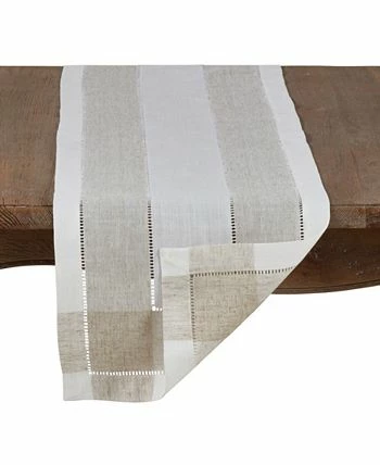 Saro Lifestyle Timeless Linen Blend Table Runner With Hemstitch Accents - Image 2