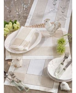 Saro Lifestyle Timeless Linen Blend Table Runner With Hemstitch Accents -VilleroyBoch shop 16073692 fpx