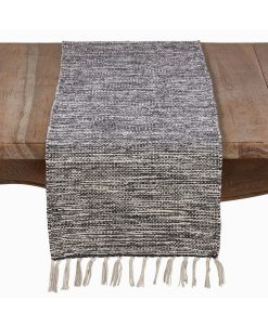 Saro Lifestyle Black Cotton Table Runner With Tassels