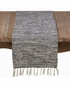 Saro Lifestyle Black Cotton Table Runner With Tassels