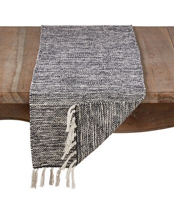 Black Cotton Table Runner With Tassels Saro Lifestyle Black Cotton Table Runner With Tassels -VilleroyBoch shop