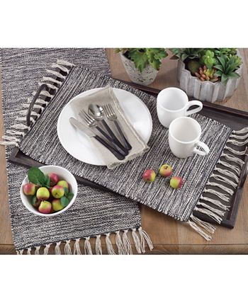 Black Cotton Table Runner With Tassels Saro Lifestyle Black Cotton Table Runner With Tassels -VilleroyBoch shop