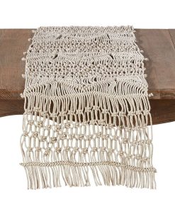 Saro Lifestyle Cotton Table Runner With Macramé Design