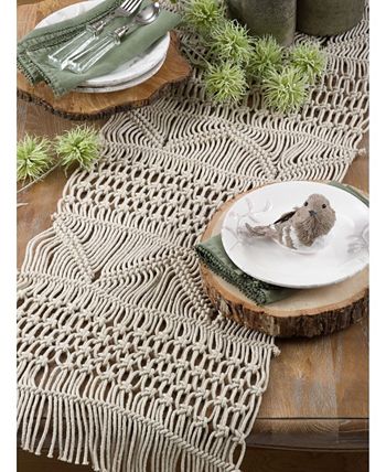 Saro Lifestyle Cotton Table Runner With Macramé Design 5 Saro Lifestyle Cotton Table Runner With Macramé Design - Image 3