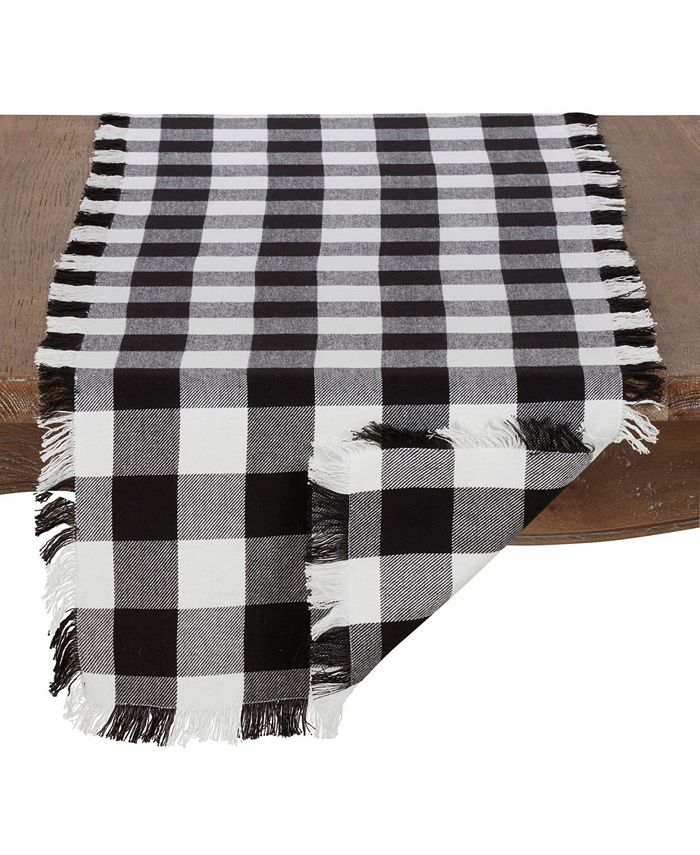 Saro Lifestyle Cotton Runner With Buffalo Plaid And Fringe Design, 16 X 72 4 Saro Lifestyle Cotton Runner With Buffalo Plaid And Fringe Design, 16 X 72 - Image 2