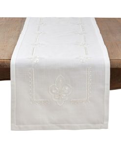 Saro Lifestyle Embroidered Runner With Fleur-De-Lis Design
