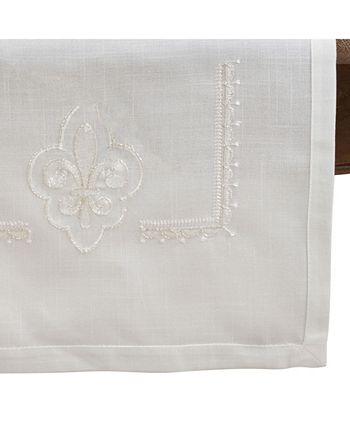 Saro Lifestyle Embroidered Runner With Fleur-De-Lis Design 5 Saro Lifestyle Embroidered Runner With Fleur-De-Lis Design - Image 3