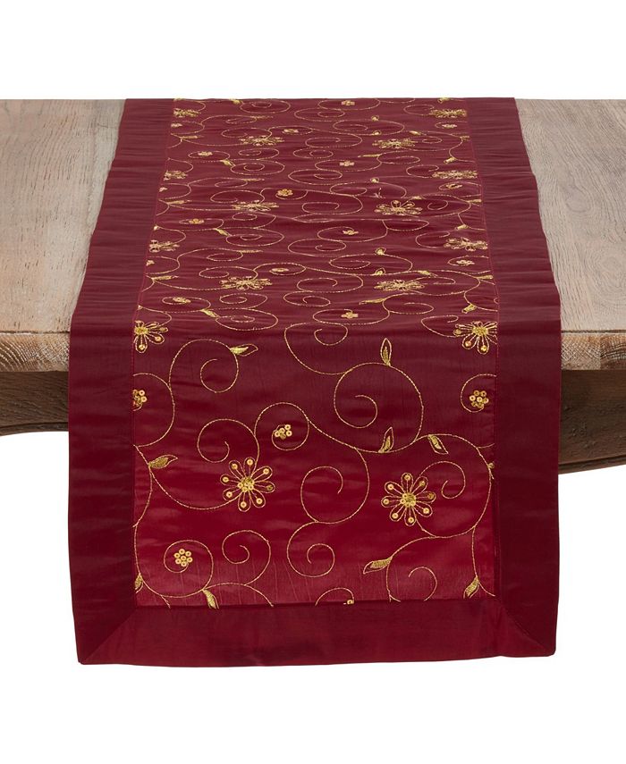 Saro Lifestyle Holiday Runner With Embroidered And Sequined Design, 16 X 108 3 Saro Lifestyle Holiday Runner With Embroidered And Sequined Design, 16 X 108