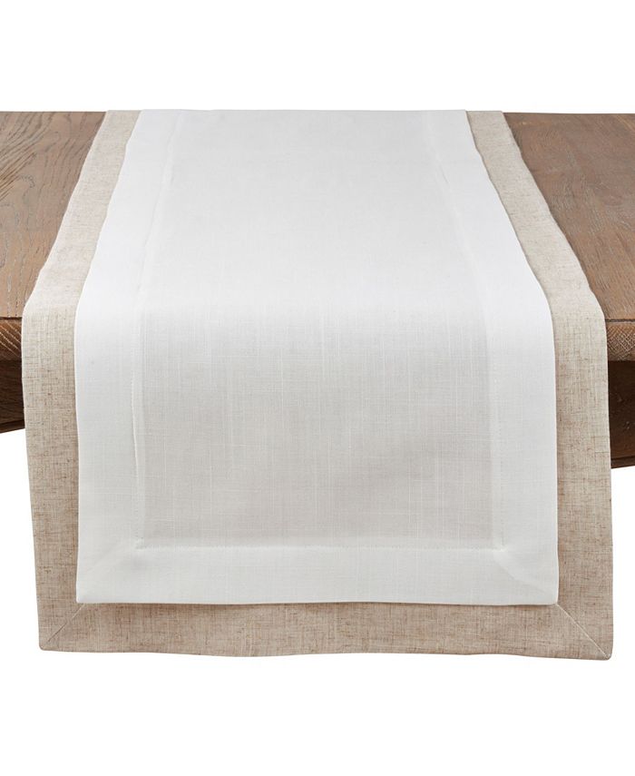 Double Layer Table Runner With Thick Border Design Saro Lifestyle Double Layer Table Runner With Thick Border Design -VilleroyBoch shop