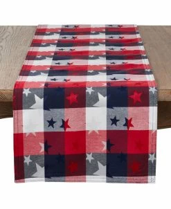Saro Lifestyle Checkered Tablecloth With Stars Design