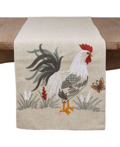 Saro Lifestyle Ng Table Runner With Embroidered Rooster Design