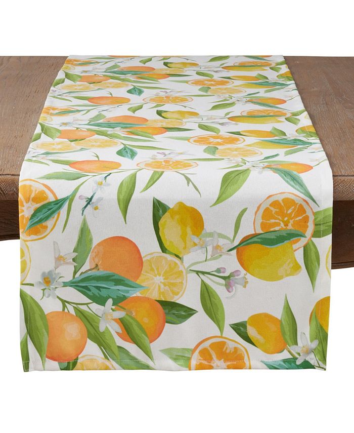 Saro Lifestyle Table Runner With Lemon Orange Print 3 Saro Lifestyle Table Runner With Lemon Orange Print