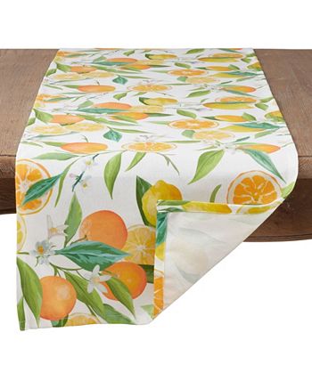 Saro Lifestyle Table Runner With Lemon Orange Print 4 Saro Lifestyle Table Runner With Lemon Orange Print - Image 2