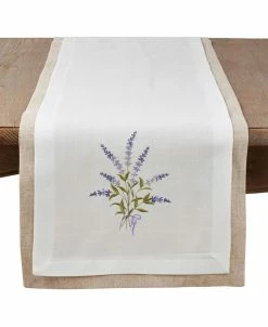 Saro Lifestyle Double Layer Table Runner With Lavender Design