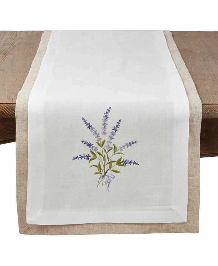 Saro Lifestyle Double Layer Table Runner With Lavender Design