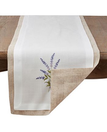 Saro Lifestyle Double Layer Table Runner With Lavender Design 4 Saro Lifestyle Double Layer Table Runner With Lavender Design - Image 2