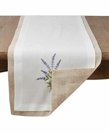 Saro Lifestyle Double Layer Table Runner With Lavender Design - Image 2