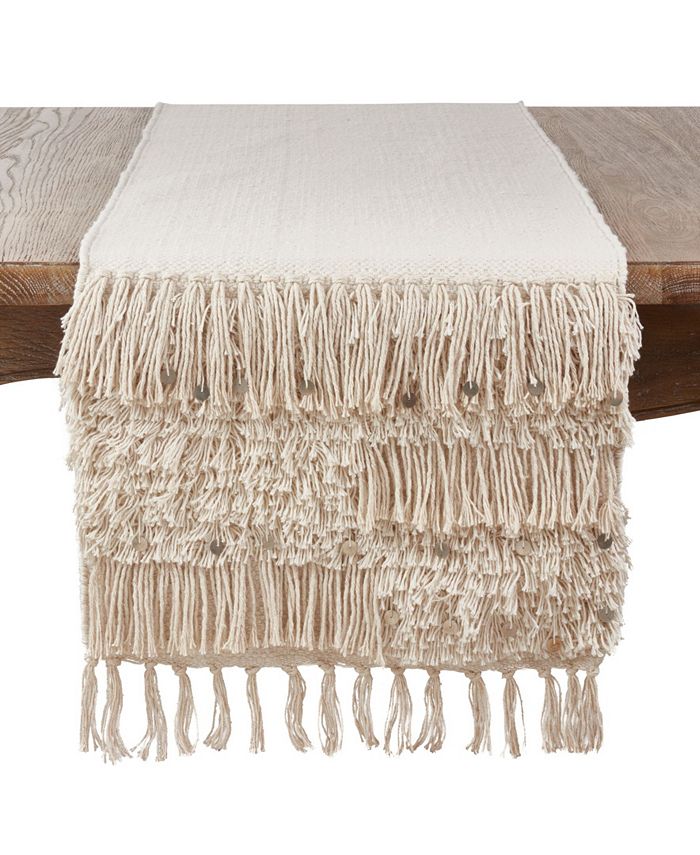 Saro Lifestyle Cotton Table Runner With Sequin Moroccan Design 3 Saro Lifestyle Cotton Table Runner With Sequin Moroccan Design