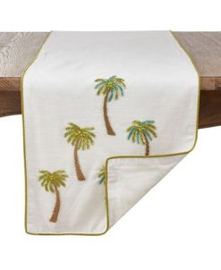 Saro Lifestyle Cotton Table Runner With Beaded Palm Trees -VilleroyBoch shop 16074643 fpx